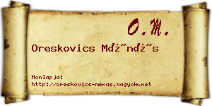 Oreskovics Ménás névjegykártya